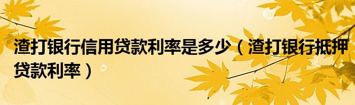 渣打银行贷款利息_渣打移动银行_现在银行最高利息贷款是多少